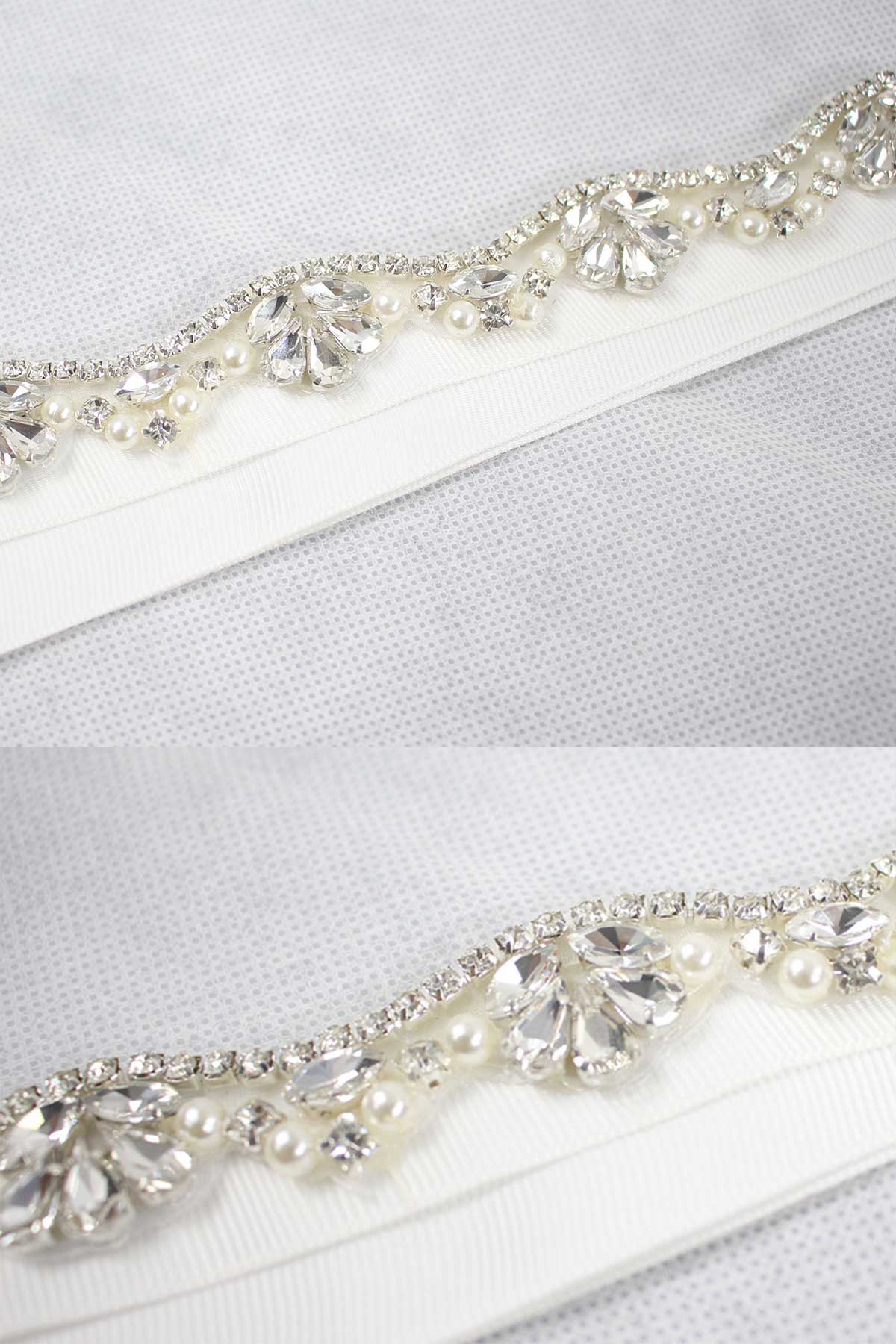 Elegant Bridal Imitation Pearl Rhinestone Wavy Belt UK