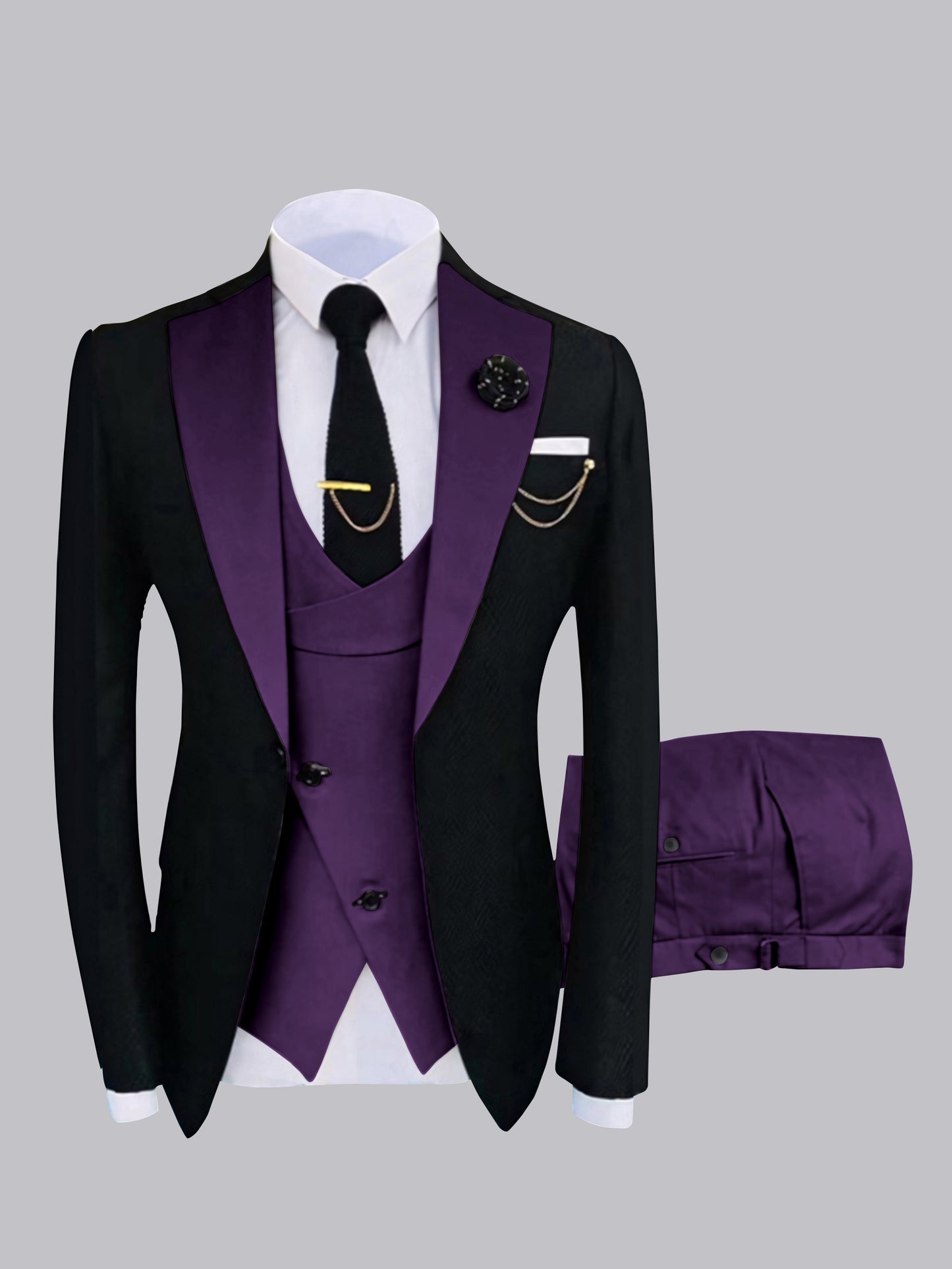 Men's Suits 3 Pieces Tailored Fit One Button Elegant Formal Outlook UK