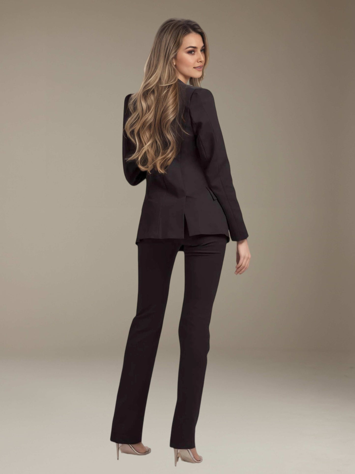 Women's Suits 2 Pieces Slim Fit Contrast Trim One Button for Formal Wear UK