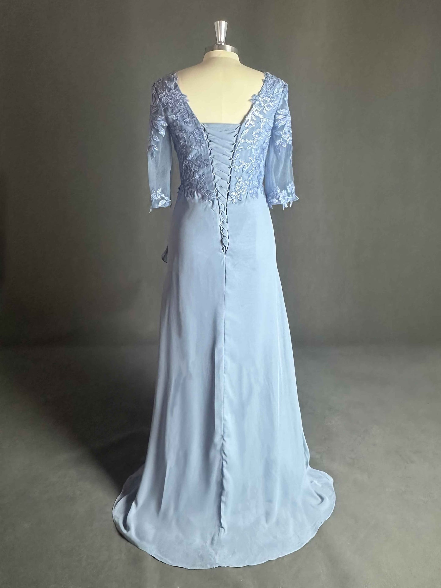 Elegant Half Sleeves V-Neck Appliques Mother of The Bride Dresses