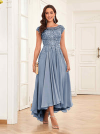 Exquisite Illusion Pockets High Low Chiffon Mother Of The Bride Dresses