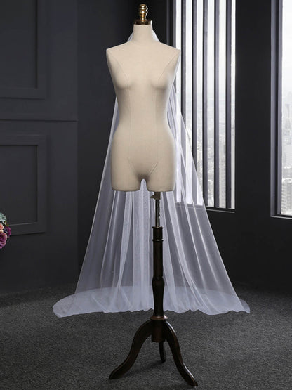 Minimalist Cut Edge Single Tier Tulle Bridal Cathedral Length Wedding Veils UK