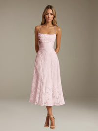 Free Shipping A-Line/Princess Spaghetti Strap Sleeveless Tea-Length Floral Lace Long Bridesmaid Dresses UK