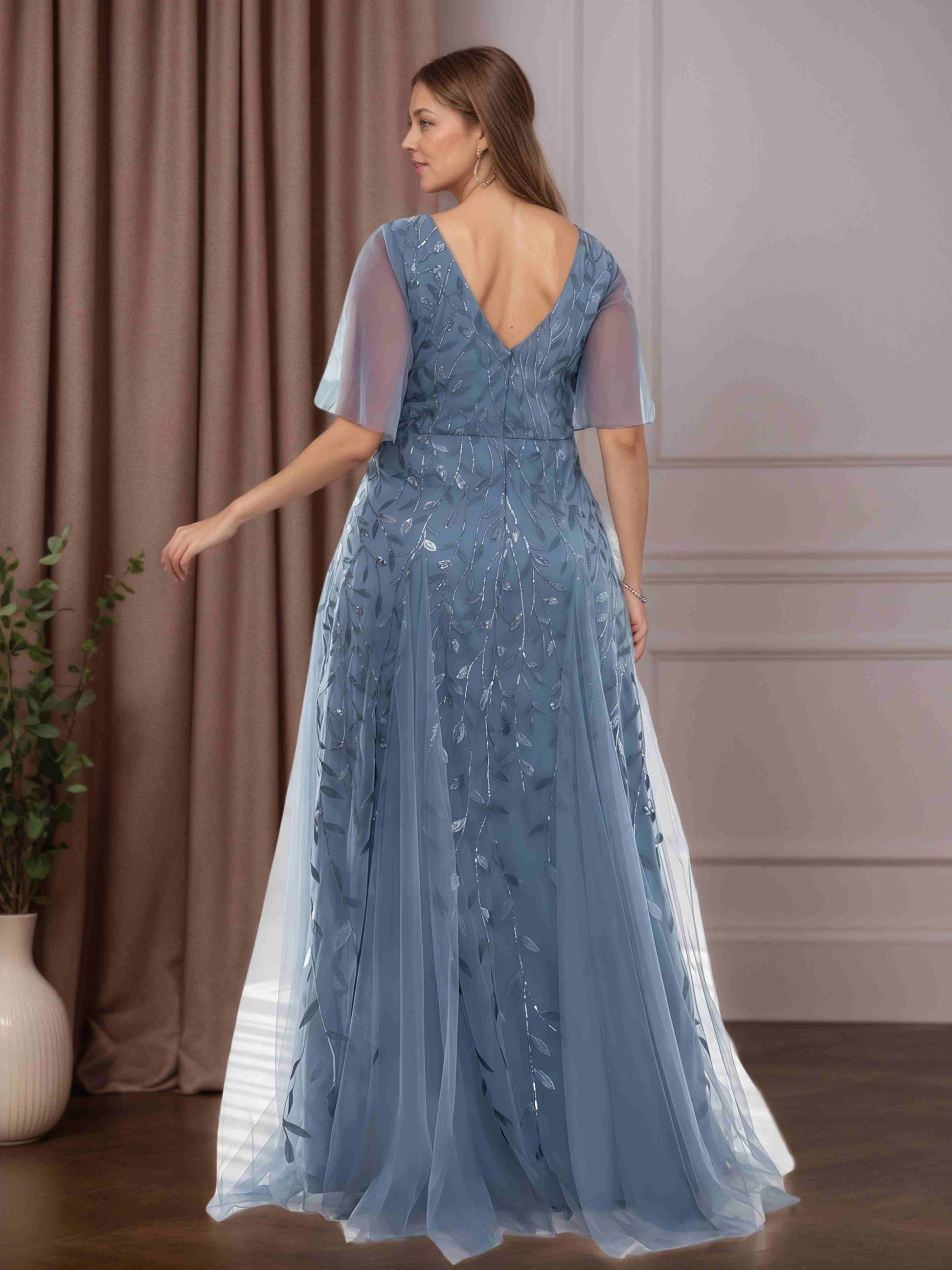 A-Line/Princess V-Neck Short Sleeves Floor-Length Plus Size Mother of mollyevers.co.uk A-Line/Princess V-Neck Short Sleeves Floor-Length Plus Size Mother of mollyevers.co.uk