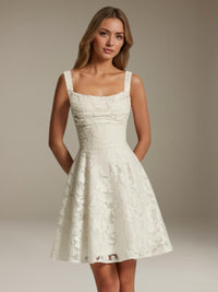 Free Shipping A-Line Square Neck Sleeveless Floral Lace Mini/Short Formal Dress UK