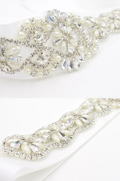 Unique Imitation Pearl Rhinestone Bridal Waist Ribbon UK