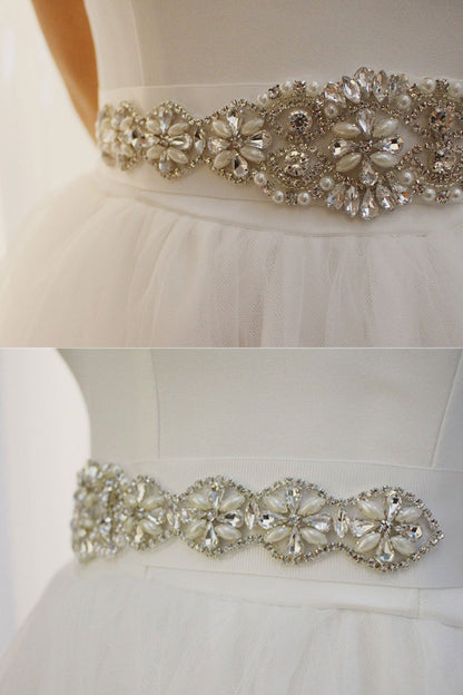 Unique Imitation Pearl Rhinestone Bridal Waist Ribbon UK