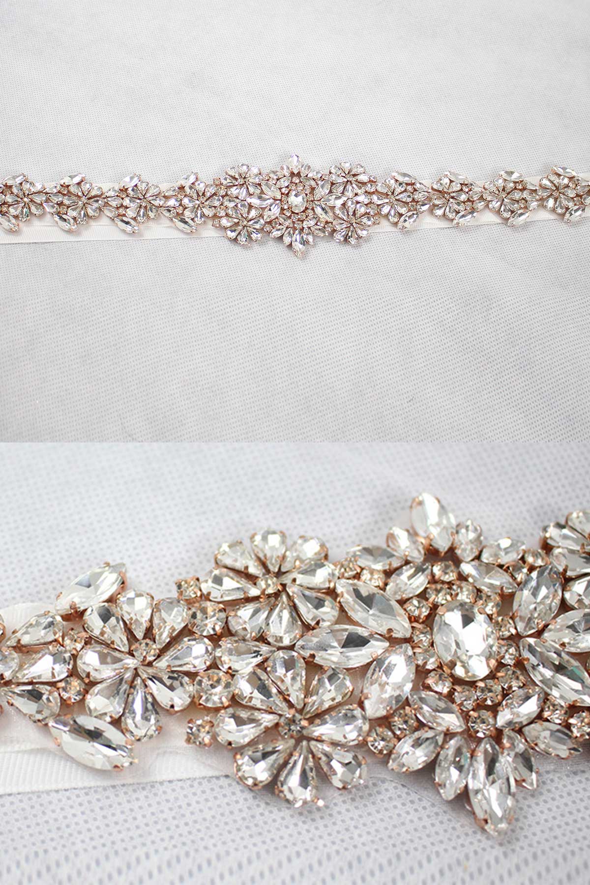 Gorgeous Bridal Imitation Rhinestone Ribbon Waist Belt UK