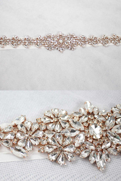 Gorgeous Bridal Imitation Rhinestone Ribbon Waist Belt UK