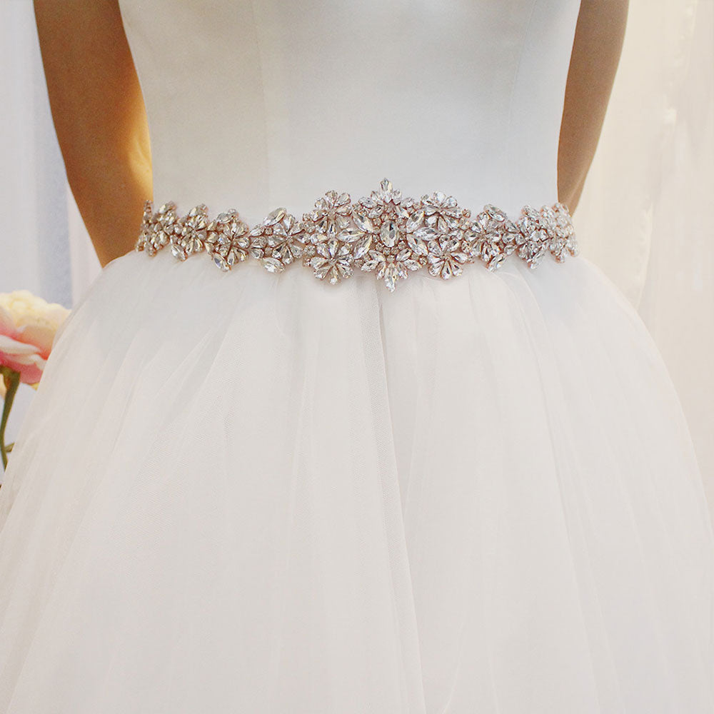 Gorgeous Bridal Imitation Rhinestone Ribbon Waist Belt UK