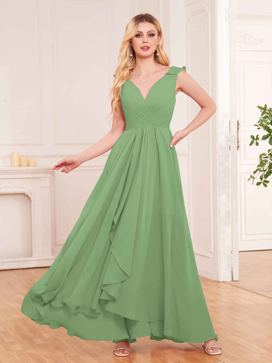 Captivating Sleeveless Ruffles Back Zip Chiffon Bridesmaid Dresses UK