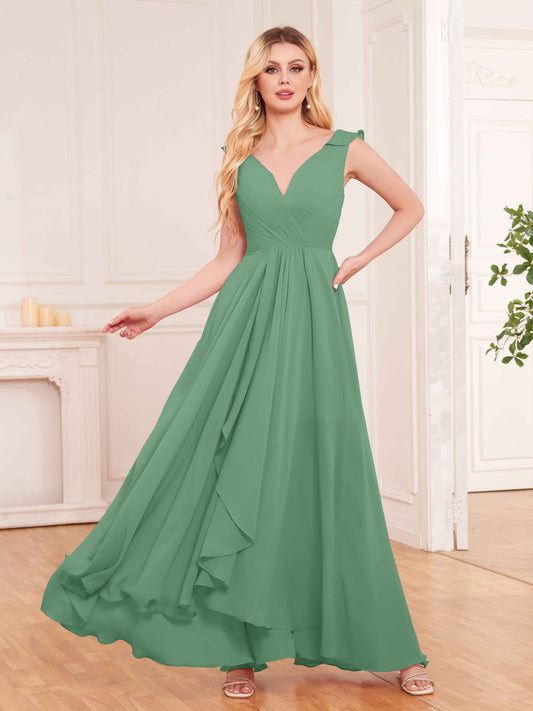 Captivating Sleeveless Ruffles Back Zip Chiffon Bridesmaid Dresses UK