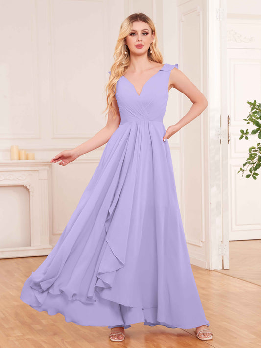 Captivating Sleeveless Ruffles Back Zip Chiffon Bridesmaid Dresses UK