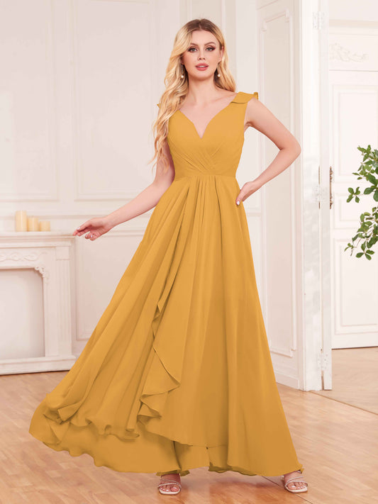 Captivating Sleeveless Ruffles Back Zip Chiffon Bridesmaid Dresses UK