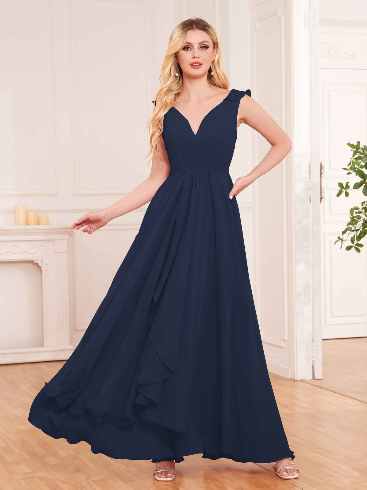 Captivating Sleeveless Ruffles Back Zip Chiffon Bridesmaid Dresses UK