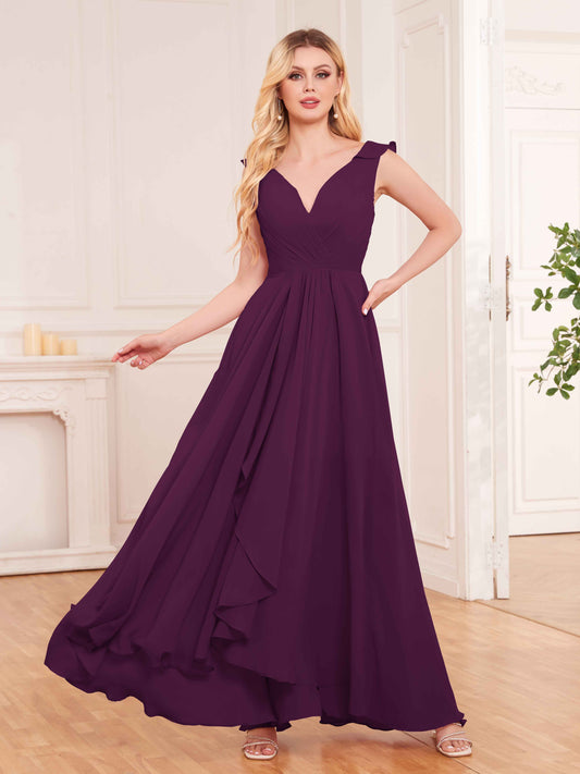 Captivating Sleeveless Ruffles Back Zip Chiffon Bridesmaid Dresses UK