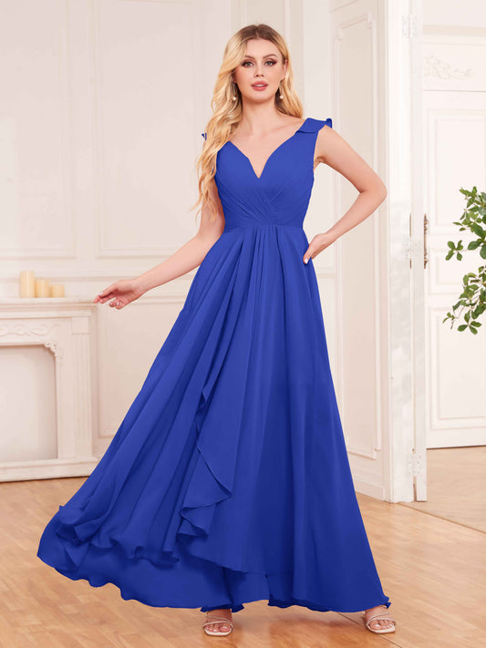 Captivating Sleeveless Ruffles Back Zip Chiffon Bridesmaid Dresses UK