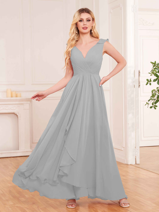 Captivating Sleeveless Ruffles Back Zip Chiffon Bridesmaid Dresses UK
