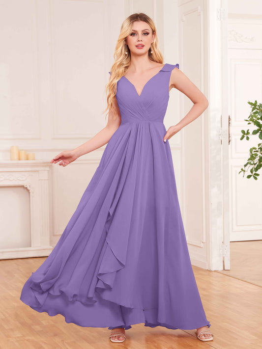 Captivating Sleeveless Ruffles Back Zip Chiffon Bridesmaid Dresses UK