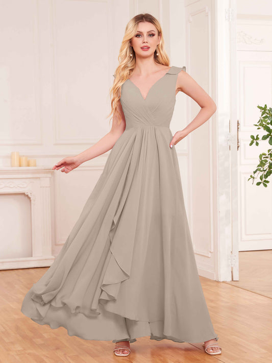 Captivating Sleeveless Ruffles Back Zip Chiffon Bridesmaid Dresses UK