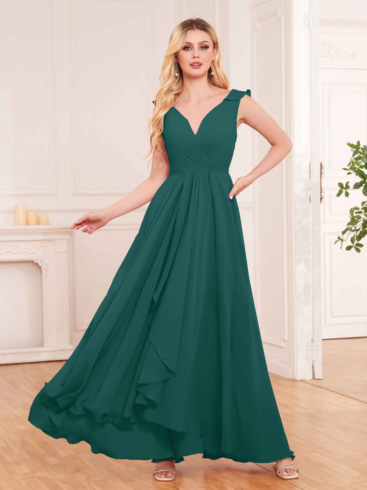 Captivating Sleeveless Ruffles Back Zip Chiffon Bridesmaid Dresses UK