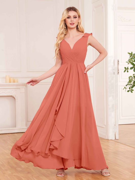 Captivating Sleeveless Ruffles Back Zip Chiffon Bridesmaid Dresses UK
