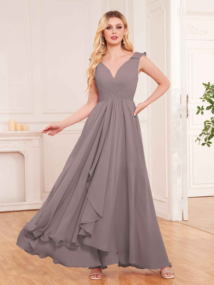 Captivating Sleeveless Ruffles Back Zip Chiffon Bridesmaid Dresses UK