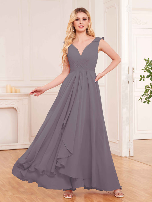 Captivating Sleeveless Ruffles Back Zip Chiffon Bridesmaid Dresses UK