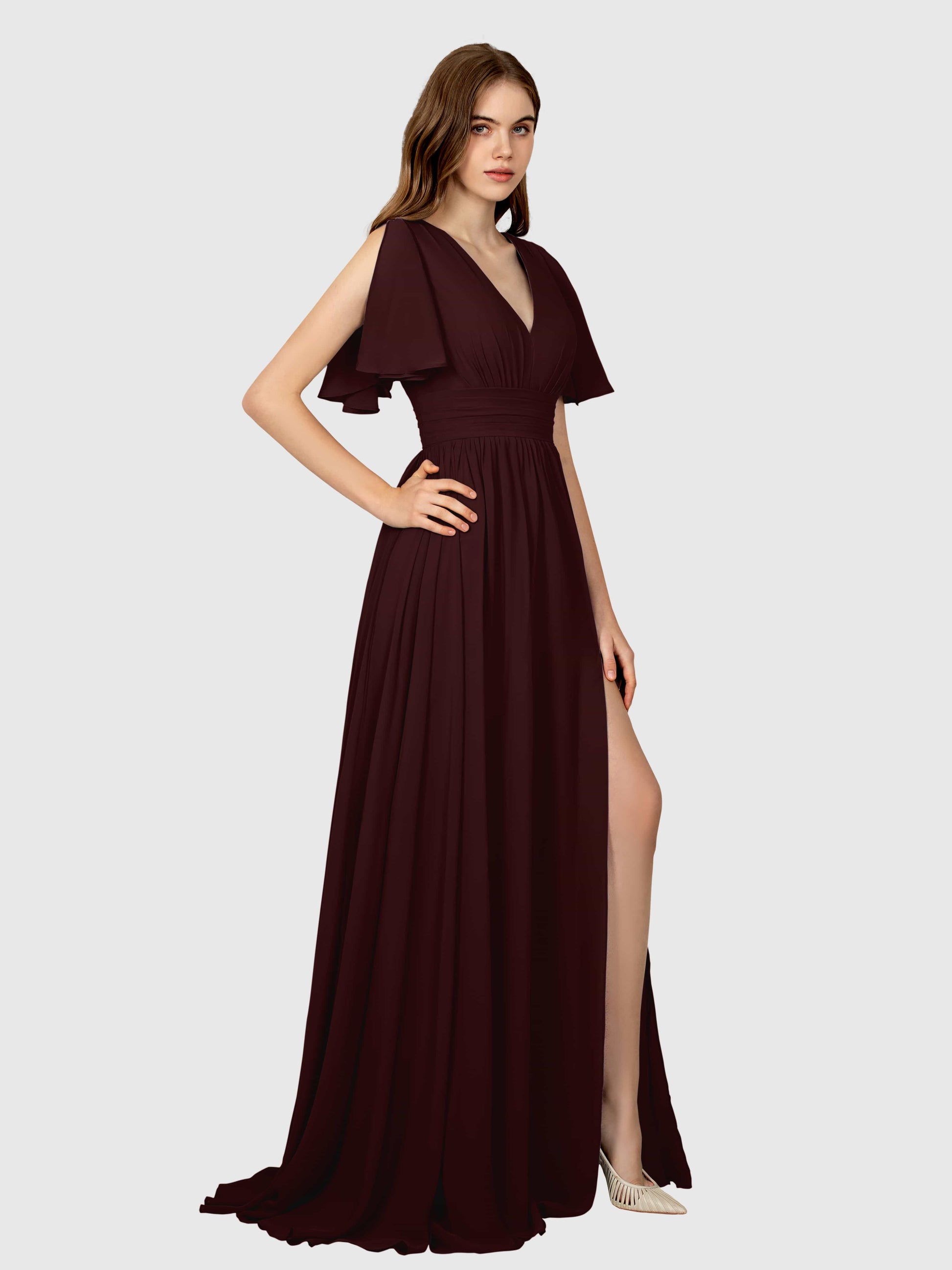 chic bridesmaid dresses uk Marley Chic Pleats Corset Back Floor Length Chiffon Bridesmaid Dresses
