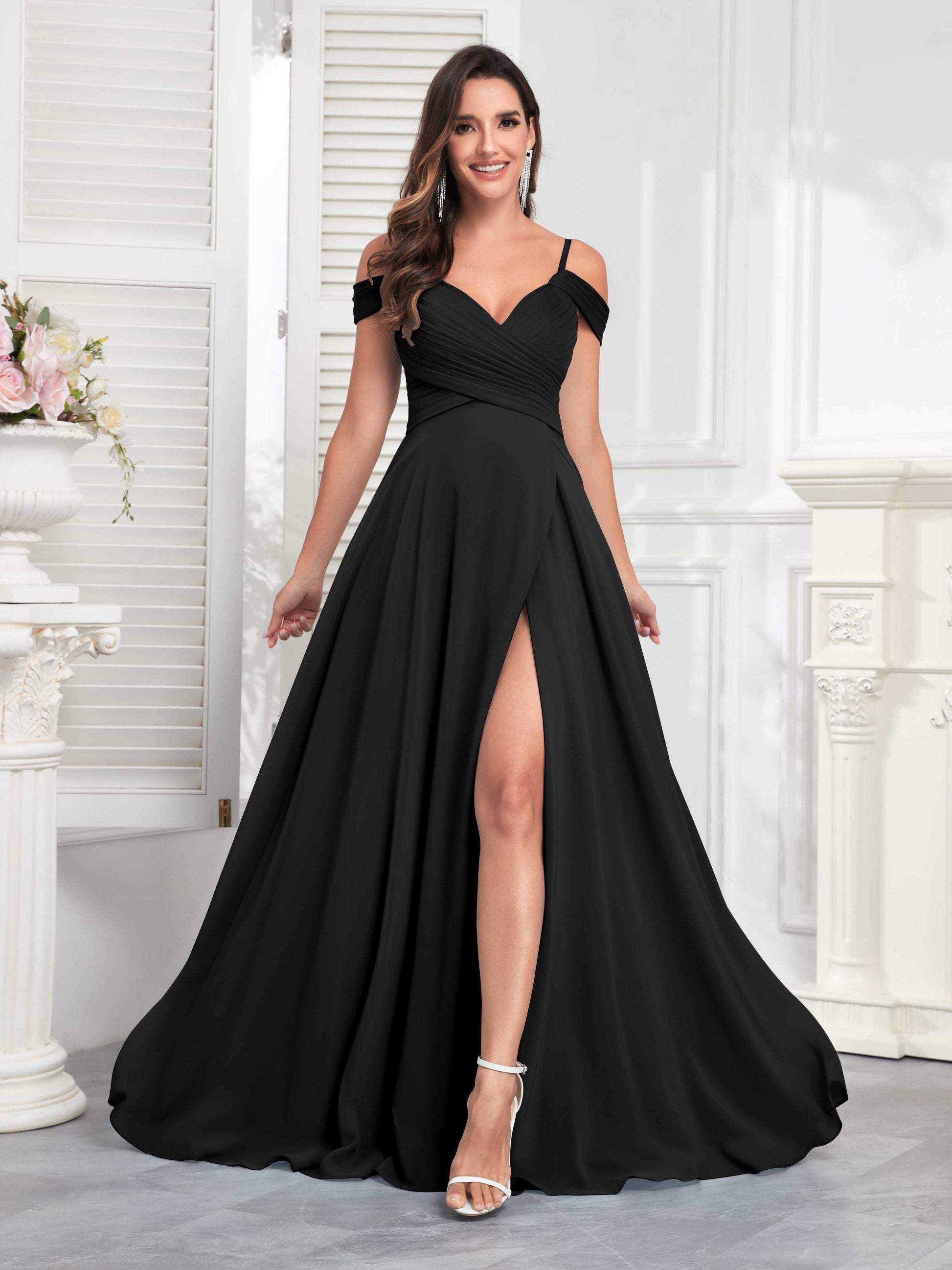 Elegant A Line Off the Shoulder With Pockets Chiffon Bridesmaid Dresse mollyevers.co.uk Elegant A Line Off the Shoulder With Pockets Chiffon Bridesmaid Dresse mollyevers.co.uk