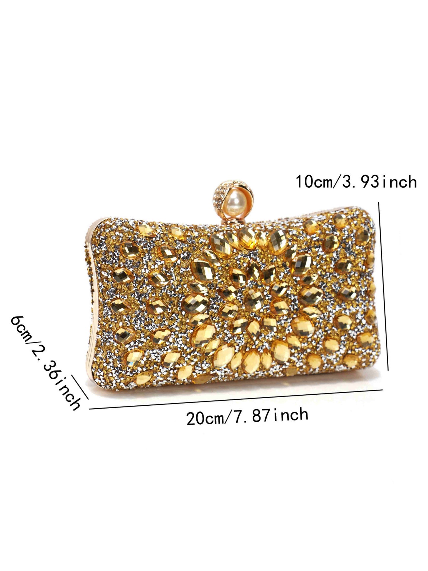 Elegant Crystal Embellished Evening Clutch Purse with Pearl Clasp UK