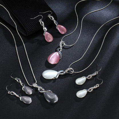 2 Set Elegant Crystal Jewelry Set Pendant Necklace & Matching Drop Earrings UK