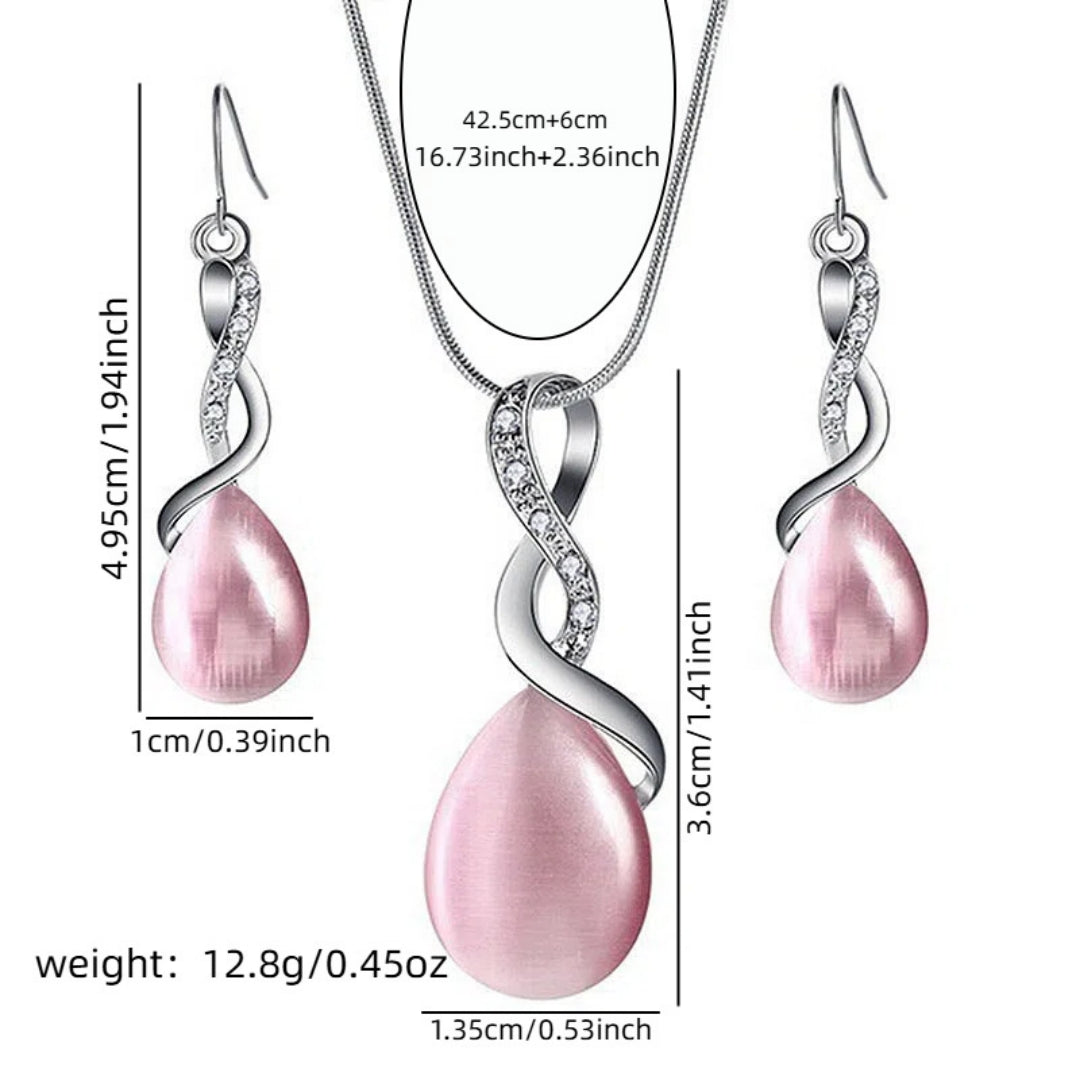 2 Set Elegant Crystal Jewelry Set Pendant Necklace & Matching Drop Earrings UK