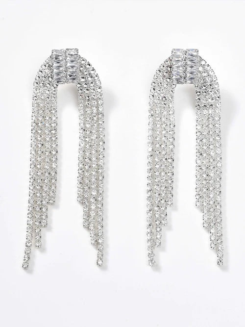 Elegant Rhinestone Long Drop Earrings for Women Wedding & Party Jewelry UK