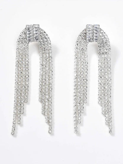 Elegant Rhinestone Long Drop Earrings for Women Wedding & Party Jewelry UK