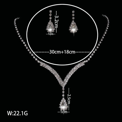2 Set Elegant Silver Teardrop Crystal Jewelry Set with Necklace & Matching Earrings UK