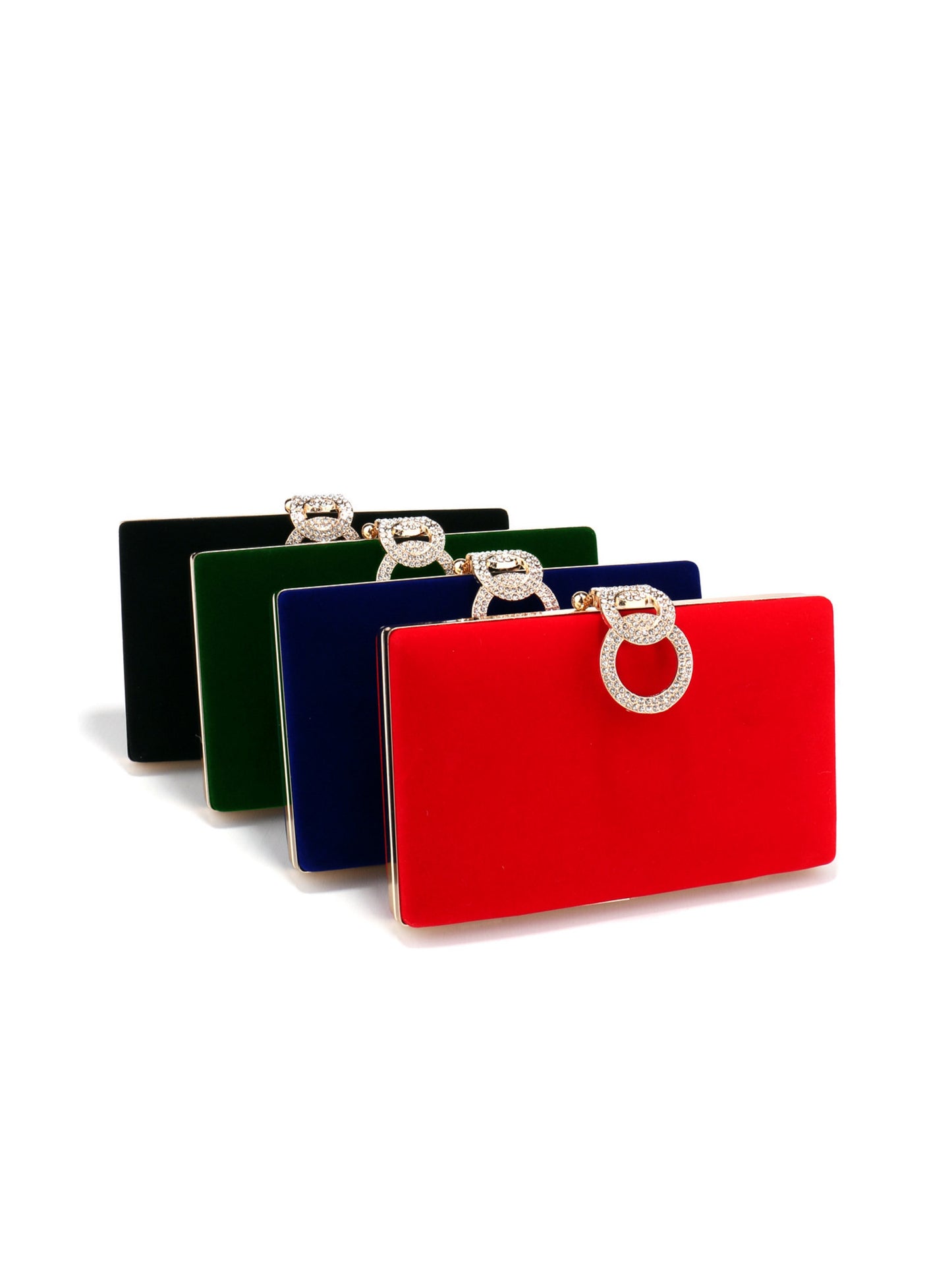 Elegant Velvet Evening Clutch Bag with Crystal Ring Clasp for Wedding & Party UK