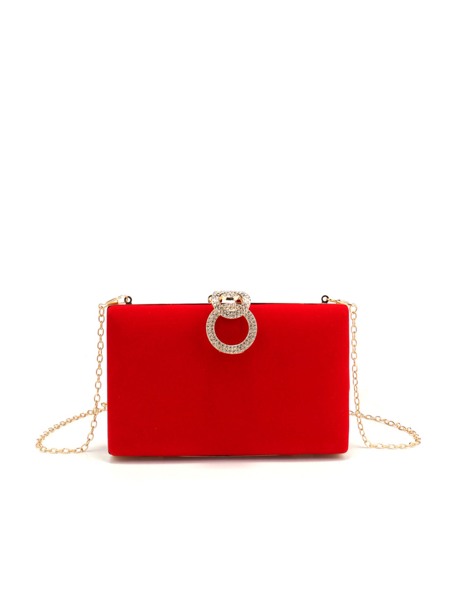 Elegant Velvet Evening Clutch Bag with Crystal Ring Clasp for Wedding & Party UK