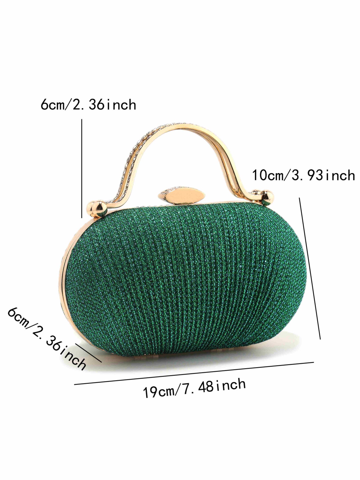 Glitter Evening Clutch Bag with Crystal Handle for Wedding, Prom & Formal Events UK