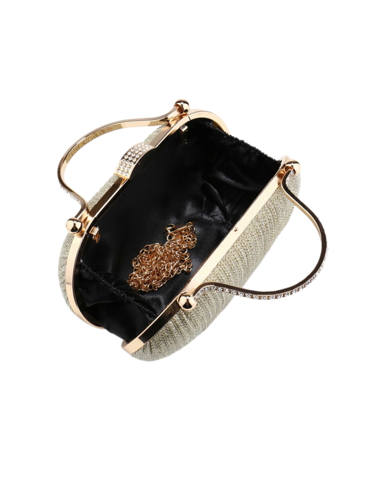 Glitter Evening Clutch Bag with Crystal Handle for Wedding, Prom & Formal Events UK