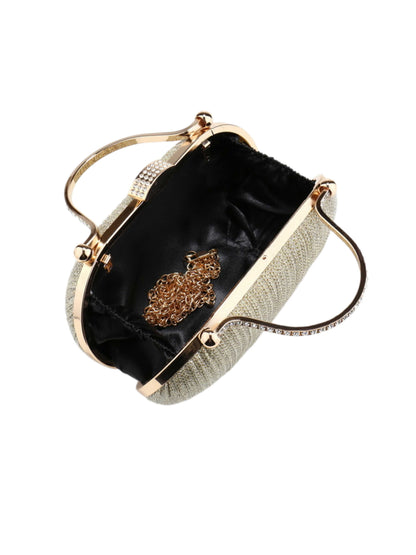 Glitter Evening Clutch Bag with Crystal Handle for Wedding, Prom & Formal Events UK