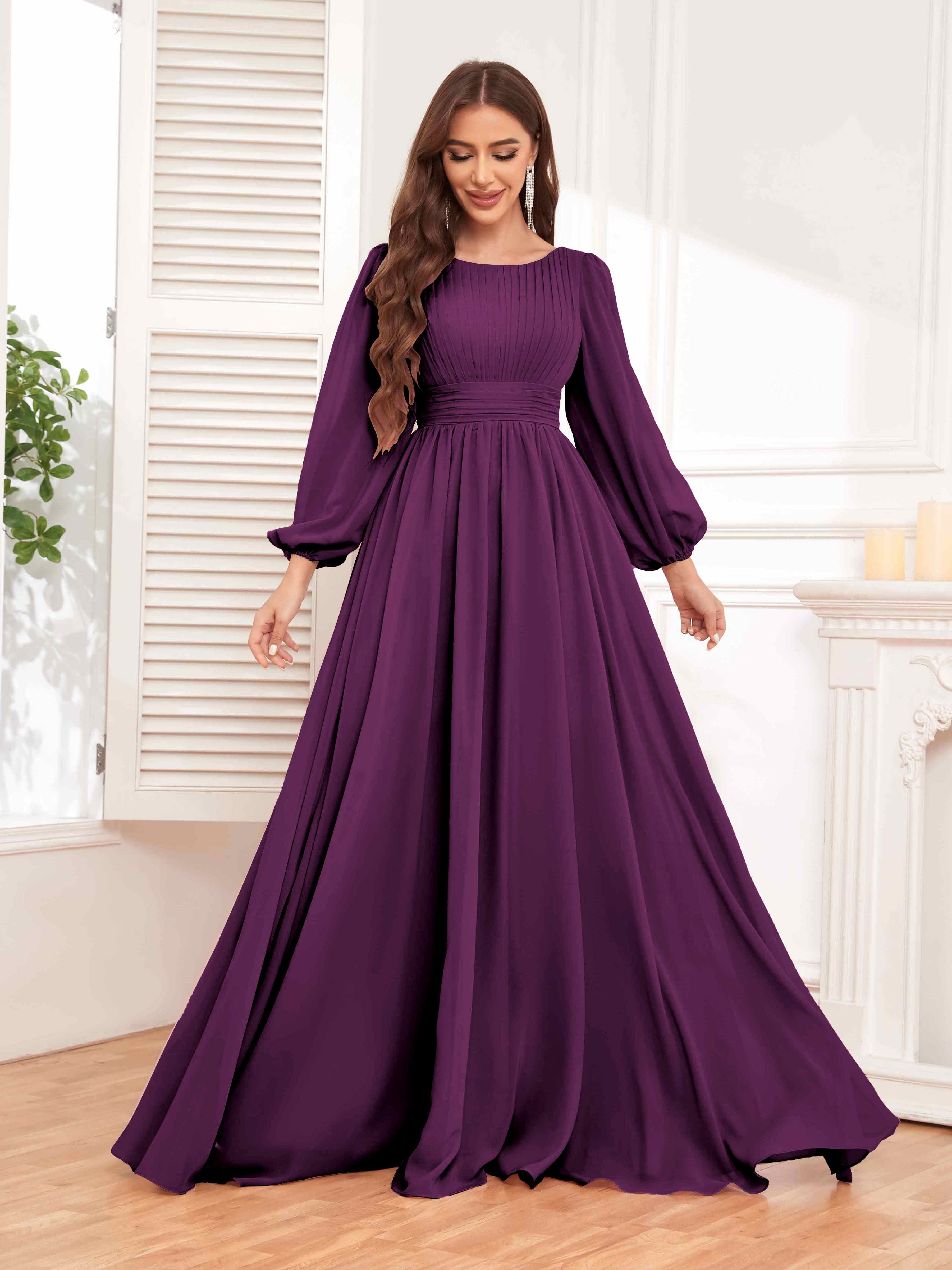 Plum chiffon dress best sale