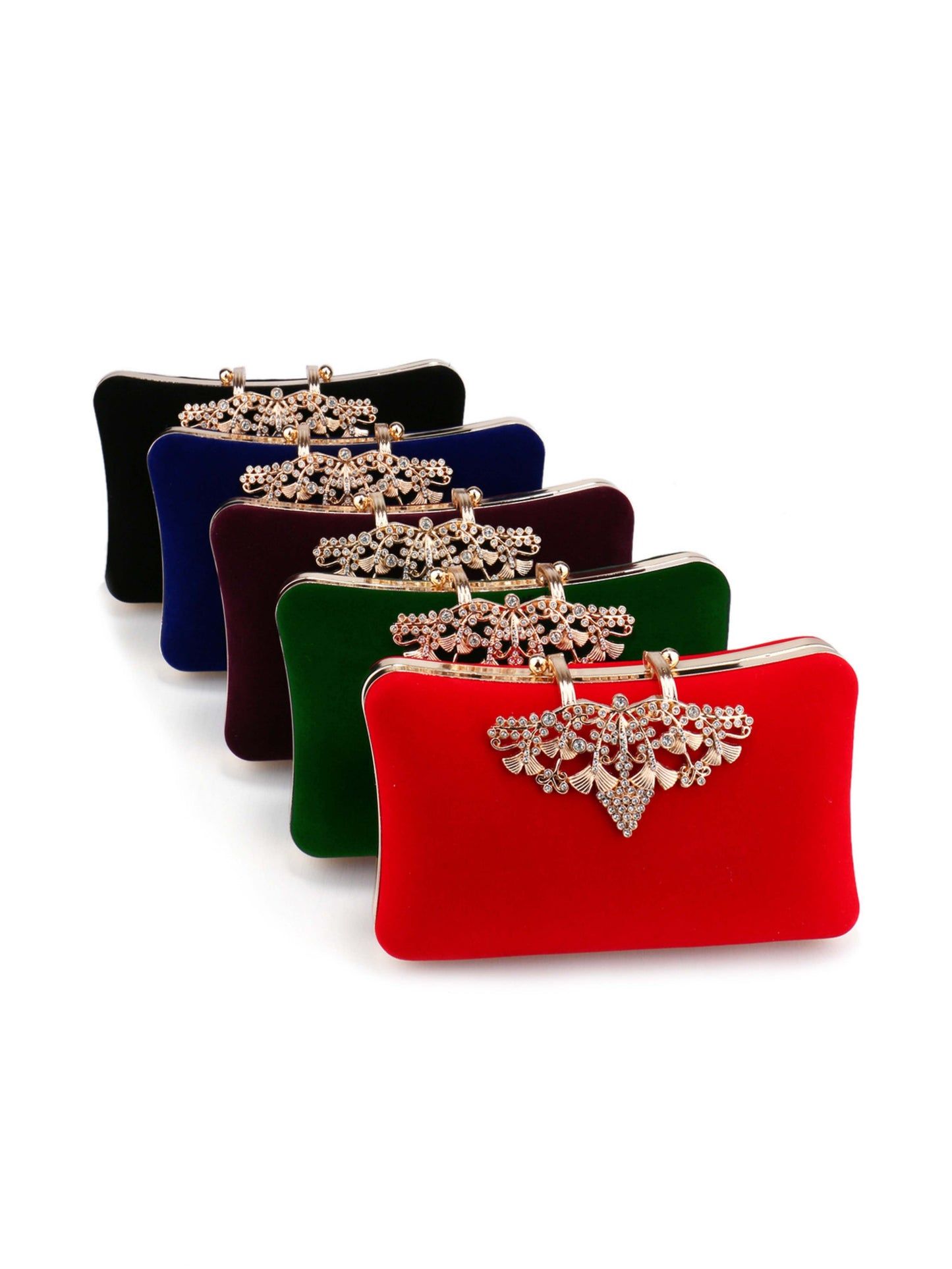 Luxury Rhinestone Velvet Evening Clutch Purse with Crystal Leaf Clasp UK