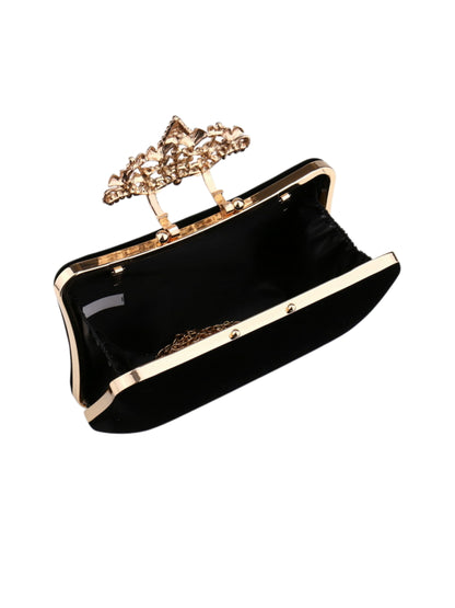 Luxury Rhinestone Velvet Evening Clutch Purse with Crystal Leaf Clasp UK