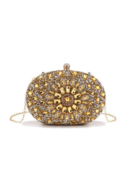 Luxury Sunburst Rhinestone Floral Evening Clutch Bag for Wedding & Formal Events UK