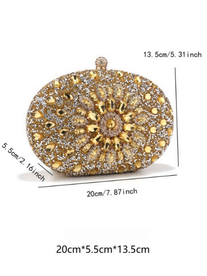 Luxury Sunburst Rhinestone Floral Evening Clutch Bag for Wedding & Formal Events UK