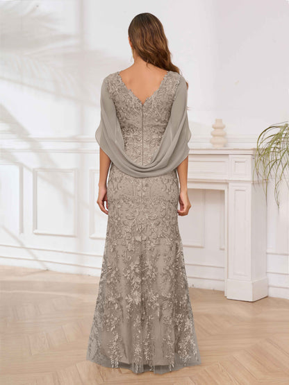 Charming Appliques Sheath Mother of the Bride Dresses with Cape