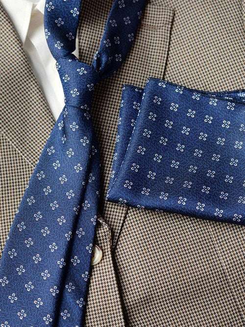 Men's Luxury Patterned Tie and Pocket Square Set Classic Formal Style UK