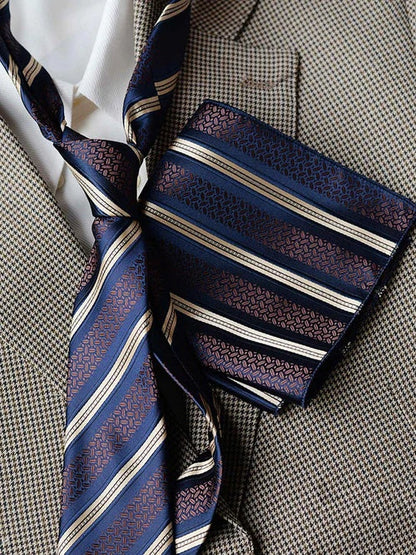 Men's Luxury Patterned Tie and Pocket Square Set Classic Formal Style UK