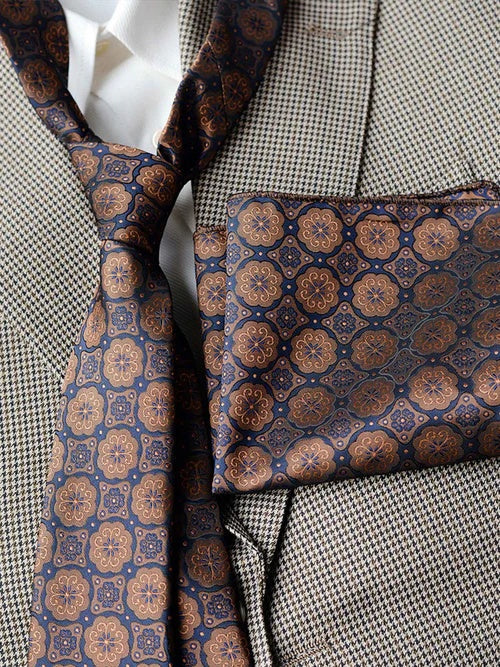 Men's Luxury Patterned Tie and Pocket Square Set Classic Formal Style UK